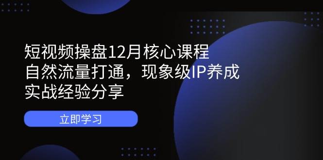 (4.20)短视频操盘12月核心课程：自然流量打通，现象级IP养成，实战经验分享