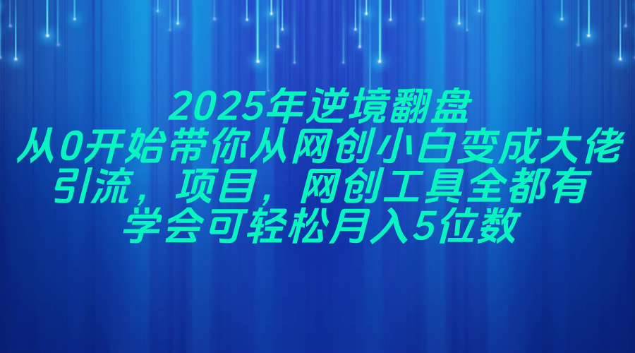 (4.22)2025年逆境翻盘，从0开始带你从网创小白变成大佬，引流，项目，网创工