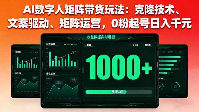 (9.21)AI数字人矩阵带货玩法：克隆技术、文案驱动、矩阵运营，0粉起号日入千元