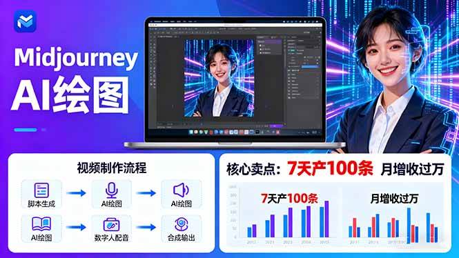 (9.21)AI绘图照片开口说话视频制作：Midjourney+数字人，7天产100条月增收过万