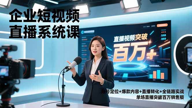 (12.20)企业短视频直播系统课，账号定位+爆款内容+直播转化+全链路实战，单场直播突破百万销售额