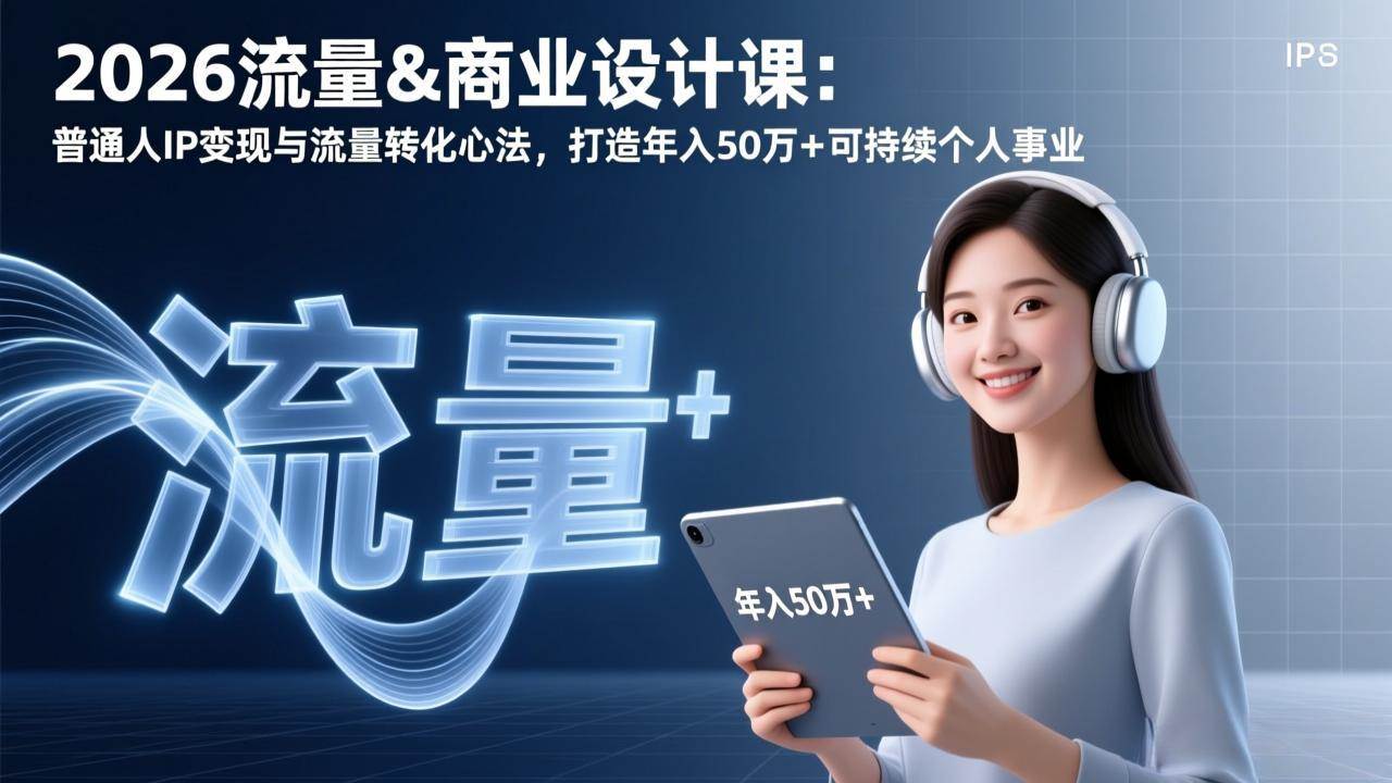 (1.29)2026流量商业设计课：普通人IP变现与流量转化心法，打造年入50万+可持续个人事业