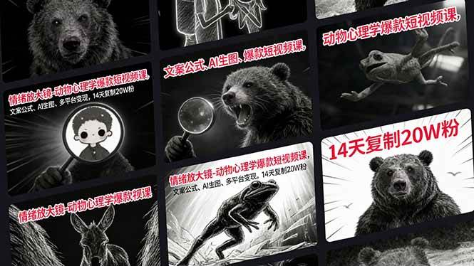 (2.15)情绪放大镜-动物心理学爆款短视频课，文案公式、AI生图、多平台变现，14天复制20W粉