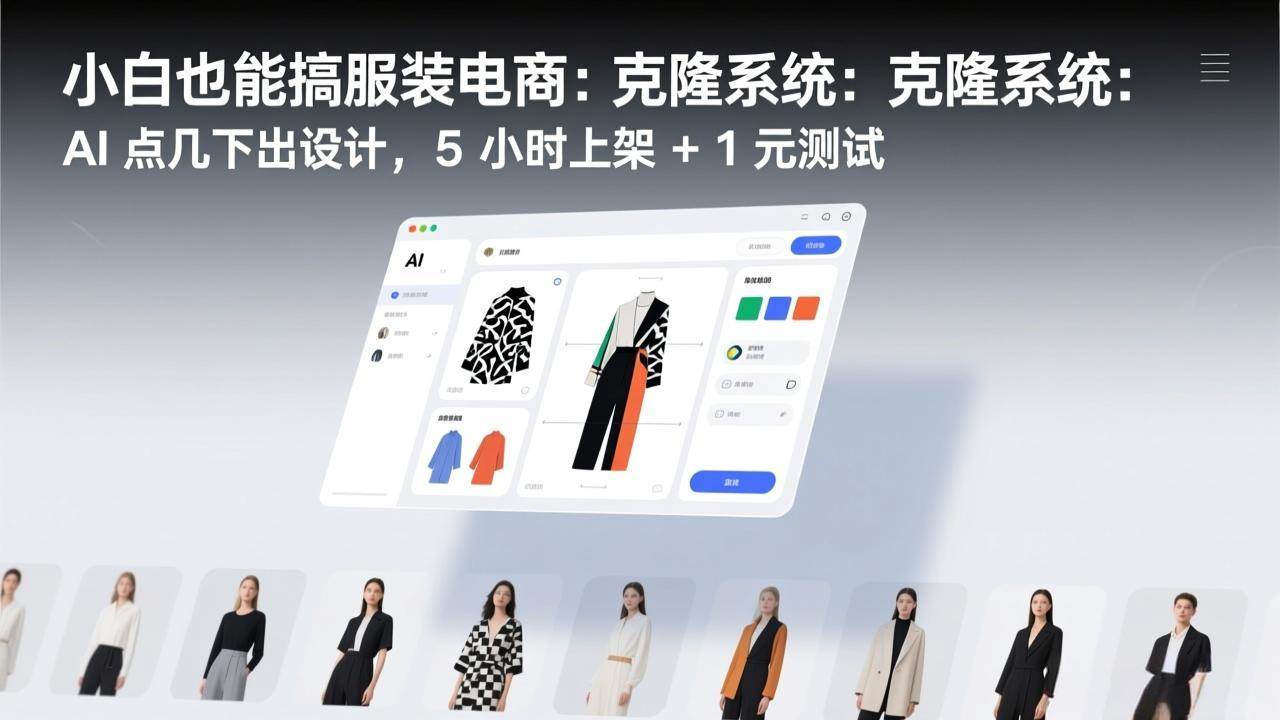 (2.19)小白也能搞服装电商：克隆系统：AI 点几下出设计，5 小时上架 + 1 元测试