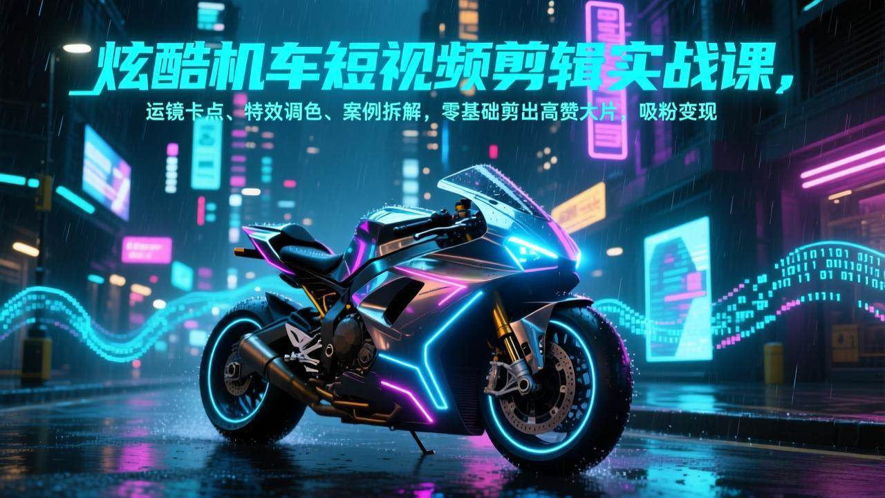 (2.5)炫酷机车短视频剪辑实战课，运镜卡点、特效调色、案例拆解，零基础剪出高赞大片，吸粉变现