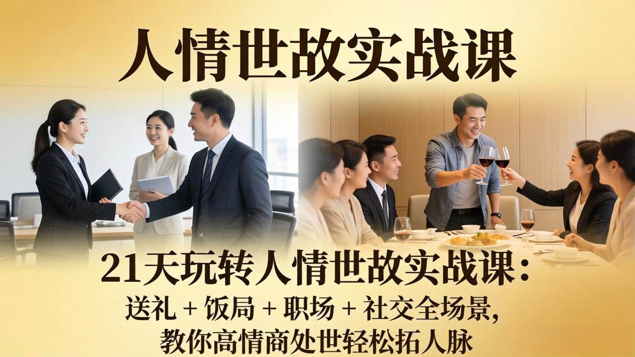 (4.12)21 天玩转人情世故实战课：送礼 + 饭局 + 职场 + 社交全场景，教你高情商处世轻松拓人脉