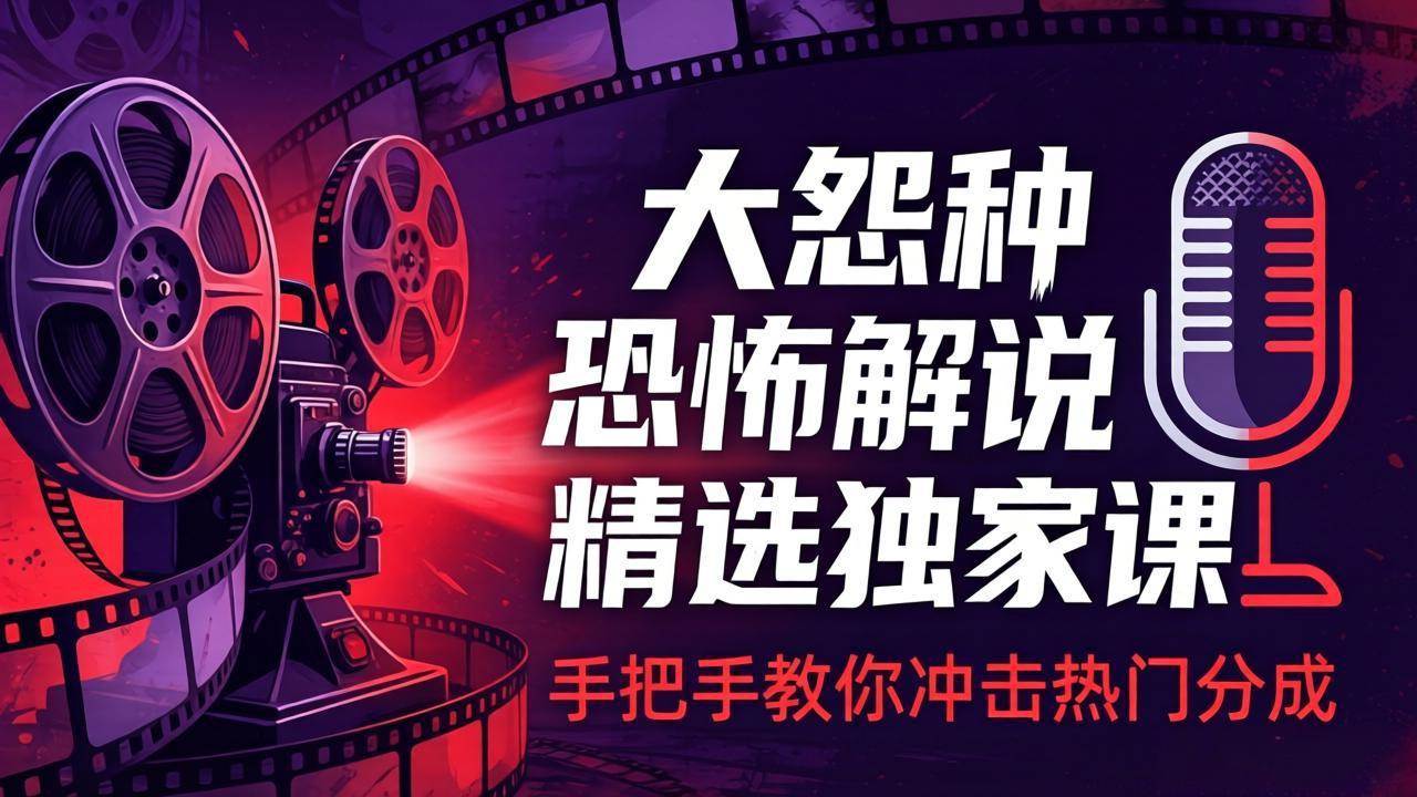 (4.8)大怨种恐怖解说精选独家课：电影下载+文案配音+片头封面，手把手教你冲击热门分成