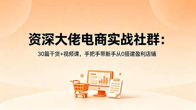 (5.20)资深大佬电商实战社群：30篇干货+视频课，手把手带新手从0搭建盈利店铺