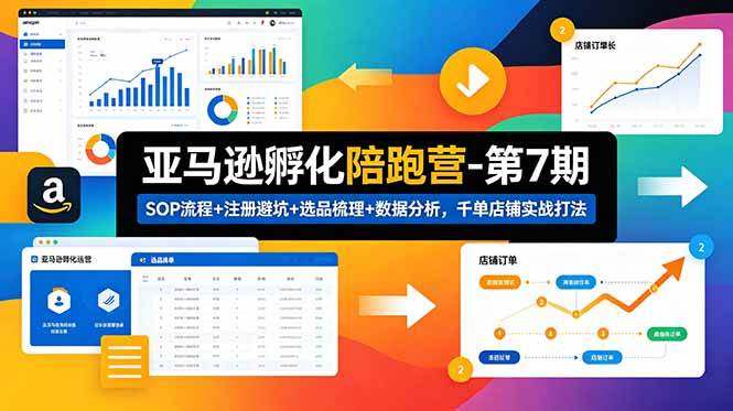(6.07)亚马逊孵化陪跑营-第7期：SOP流程+注册避坑+选品梳理+数据分析，千单店铺实战打法