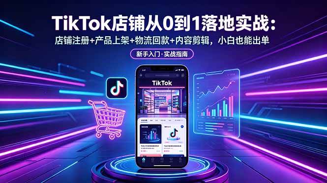(6.14)TikTok店铺从0到1落地实战：店铺注册+产品上架+物流回款+内容剪辑，小白也能出单