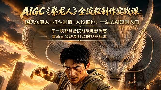 (6.13)AIGC《豢龙人》全流程制作实战课：国风仿真人+打斗剧情+人设编排，一站式AI短剧入门