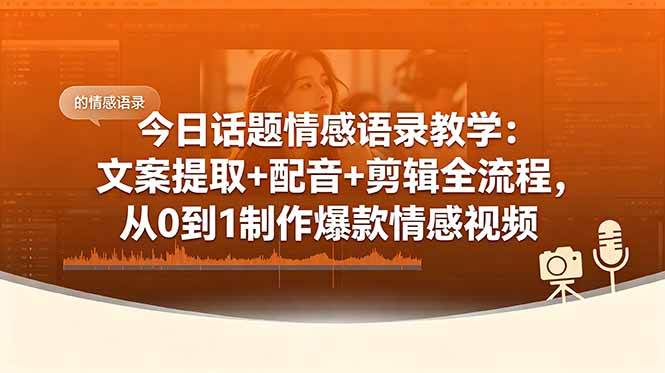 (6.04)今日话题情感语录教学：文案提取+配音+剪辑全流程，从0到1制作爆款情感视频