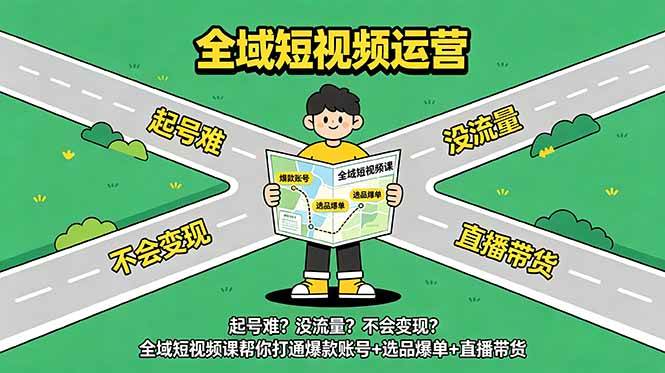 (6.15)起号难？没流量？不会变现？全域短视频课帮你打通爆款账号+选品爆单+直播带货