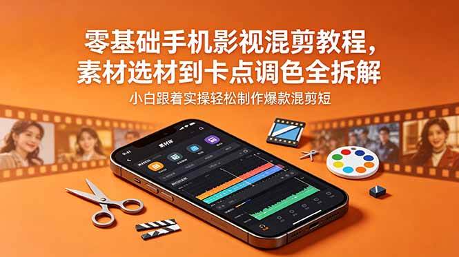 (6.06)零基础手机影视混剪教程，素材选材到卡点调色全拆解，小白跟着实操轻松制作爆款混剪短片