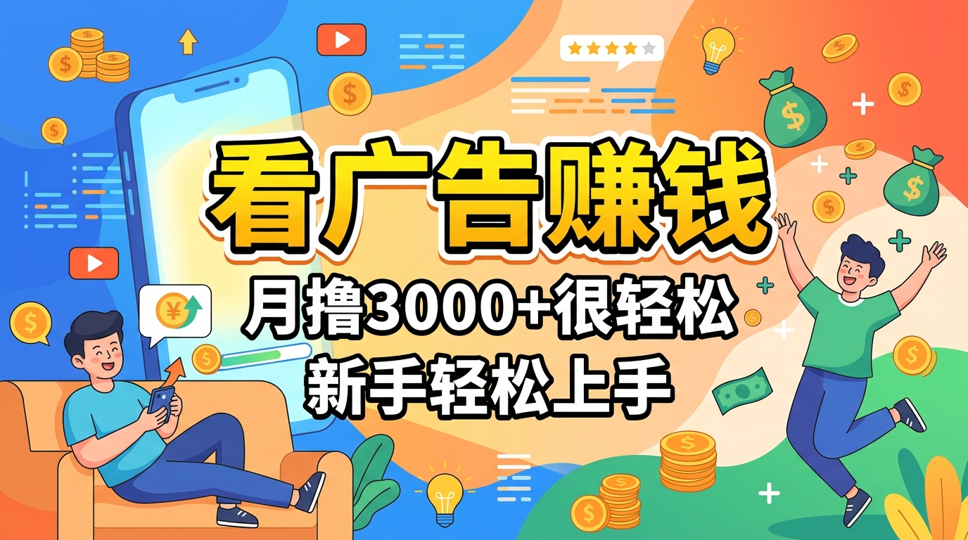 看广告月撸3000+项目教程